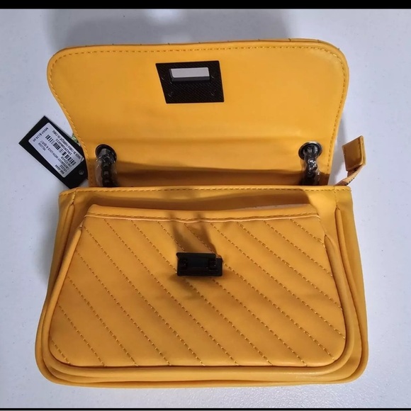 Badgley Mischka Crossbody Handbag Quilted Front Yellow NWT - Picture 7 of 13